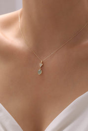 14 Ayar Yeşil Taşlı Altın Kolye