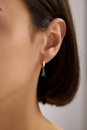 14 Ayar Yeşil Taşlı Altın Küpe