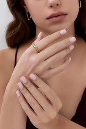 14 Ayar Yeşil Taşlı Tasarım Altın Yüzük