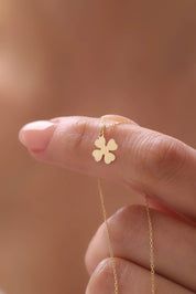 14 Ayar Yonca Altın Kolye