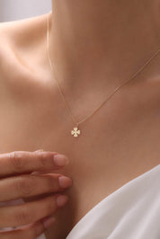 14 Ayar Yonca Altın Kolye