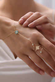 14 Ayar Yüzüklü Nazar Altın Şahmeran