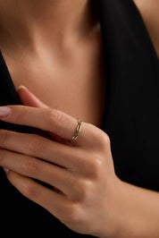 14 Ayar Zincir Taşlı Altın Yüzük (Renk Seçenekleriyle)