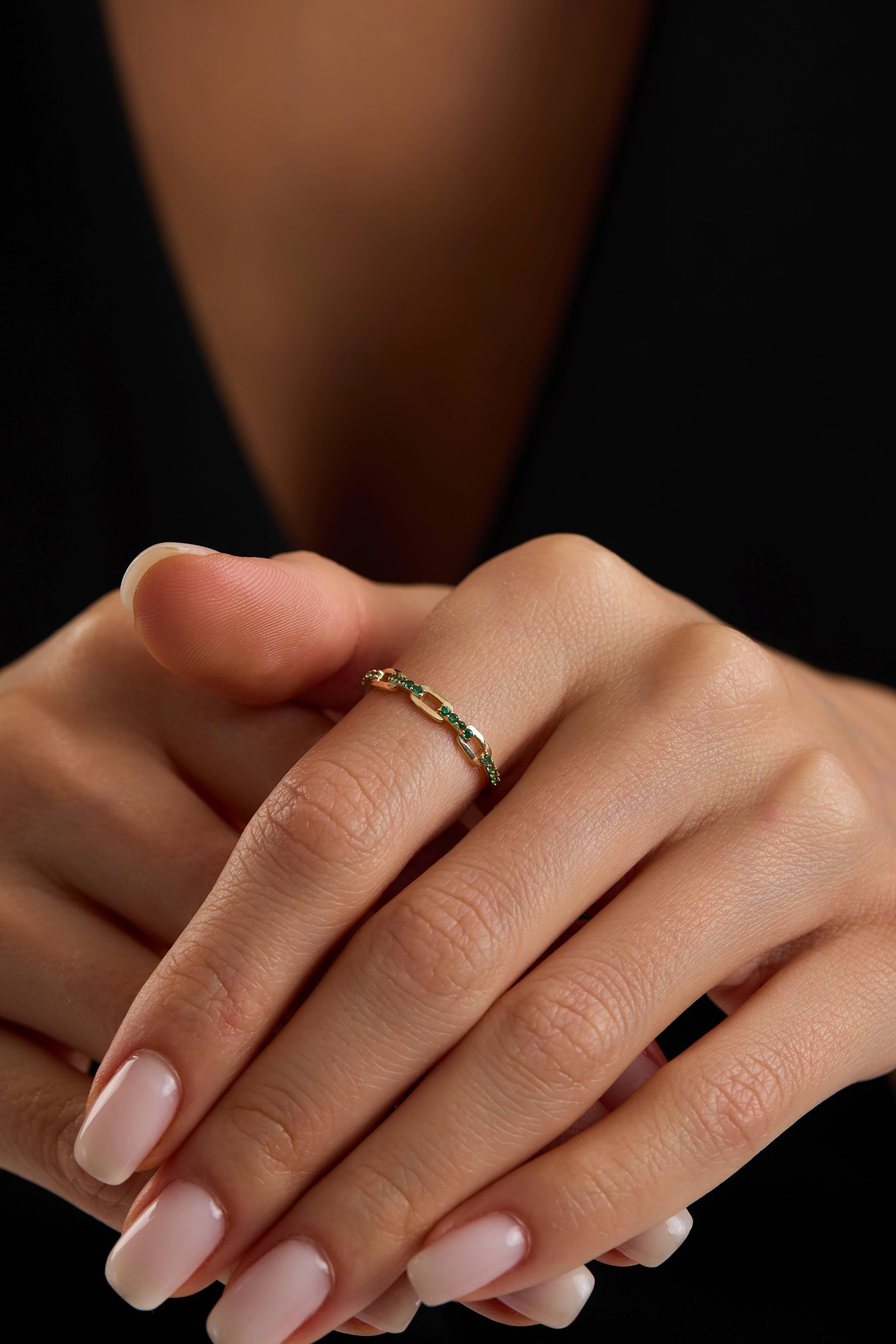 14 Ayar Zincir Taşlı Altın Yüzük (Renk Seçenekleriyle)