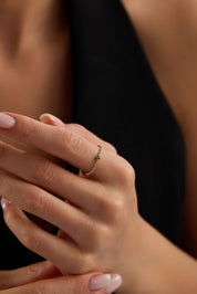 14 Ayar Zincir Taşlı Altın Yüzük (Renk Seçenekleriyle)