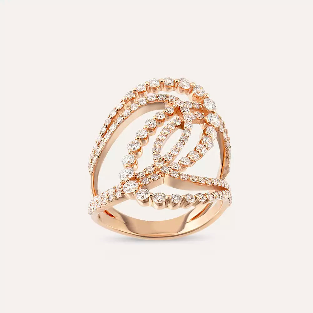 1.42 CT Pırlanta Taşlı Rose Altın Yüzük