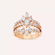1.43 CT Baget ve Markiz Kesim Pırlanta Taşlı Rose Altın Yüzük