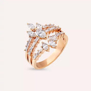 1.43 CT Baget ve Markiz Kesim Pırlanta Taşlı Rose Altın Yüzük