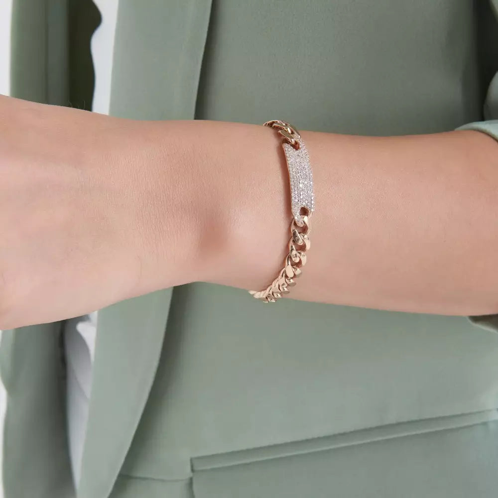 1.45 CT Pırlanta Taşlı Rose Altın Künye