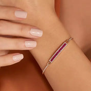 1.52 CT Yakut ve Pırlanta Taşlı Rose Altın Bileklik