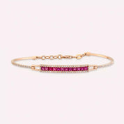 1.52 CT Yakut ve Pırlanta Taşlı Rose Altın Bileklik
