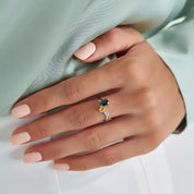 1.55 CT Multicolor Safir ve Pırlanta Taşlı Beyaz Altın Yüzük