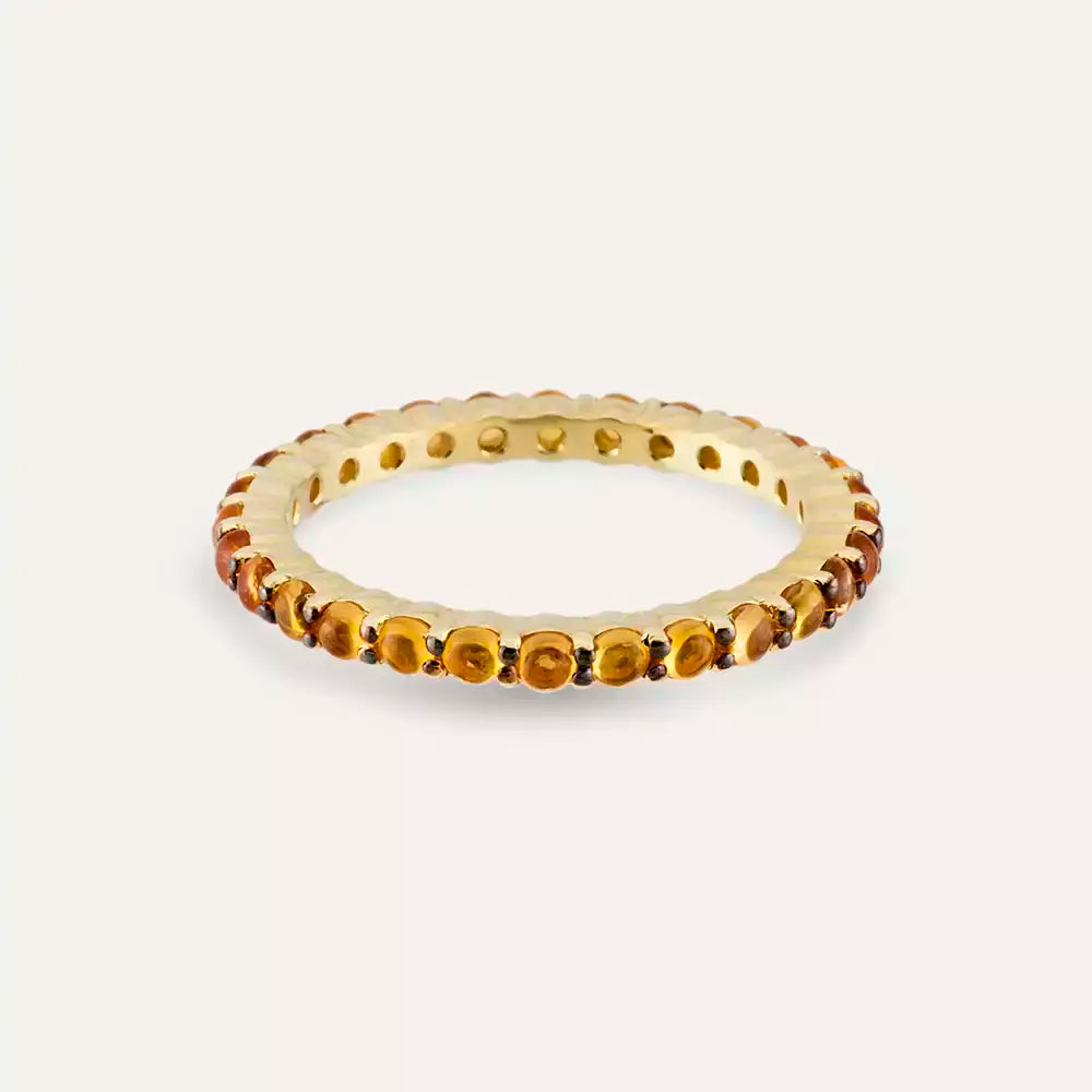 1.59 CT Orange Safir Taşlı Sarı Altın Tamtur Yüzük