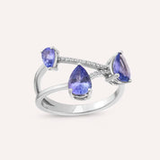 Brio 1.62 CT Tanzanit ve Pırlanta Taşlı Beyaz Altın Yüzük