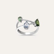 Brio 1.69 CT Multicolor Safir ve Pırlanta Taşlı Beyaz Altın Yüzük