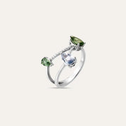 Brio 1.69 CT Multicolor Safir ve Pırlanta Taşlı Beyaz Altın Yüzük