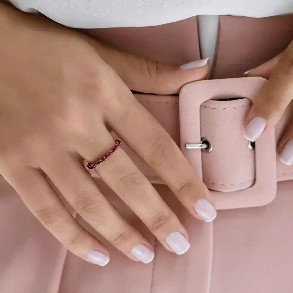 1.70 CT Yakut Taşlı Rose Altın Tamtur Yüzük