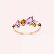 1.74 CT Multicolor Safir ve Pırlanta Taşlı Rose Altın Yüzük