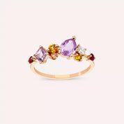 1.74 CT Multicolor Safir ve Pırlanta Taşlı Rose Altın Yüzük