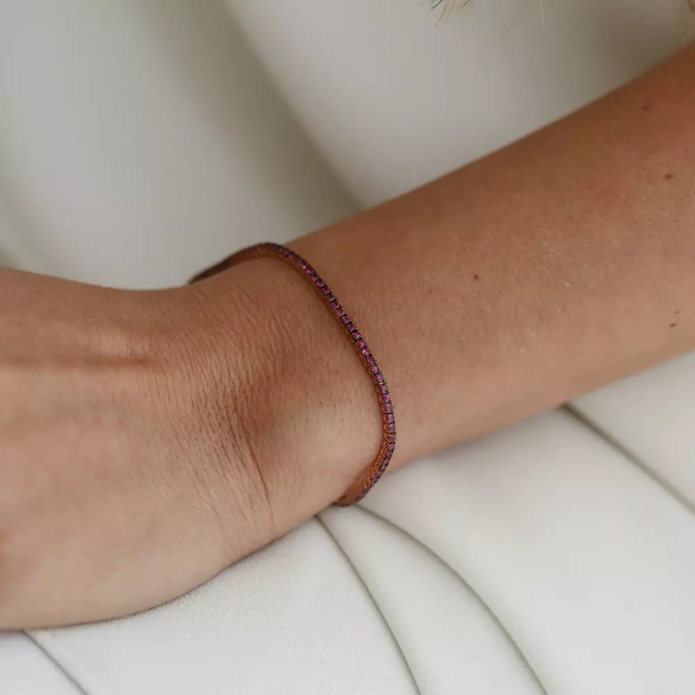 1.80 CT Yakut Taşlı Rose Altın Suyolu Bileklik