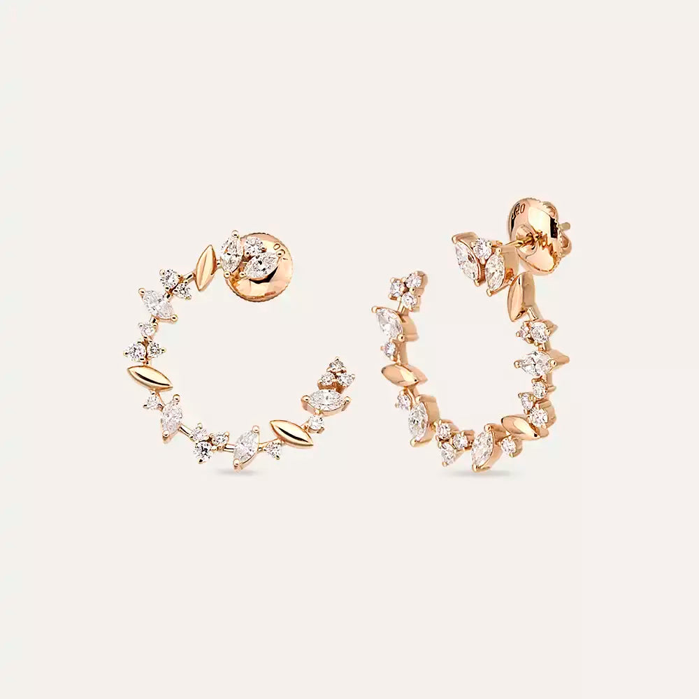 1.82 CT Pırlanta Taşlı Rose Altın Küpe