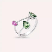 1.99 CT Multicolor Safir ve Pırlanta Taşlı Beyaz Altın Yüzük