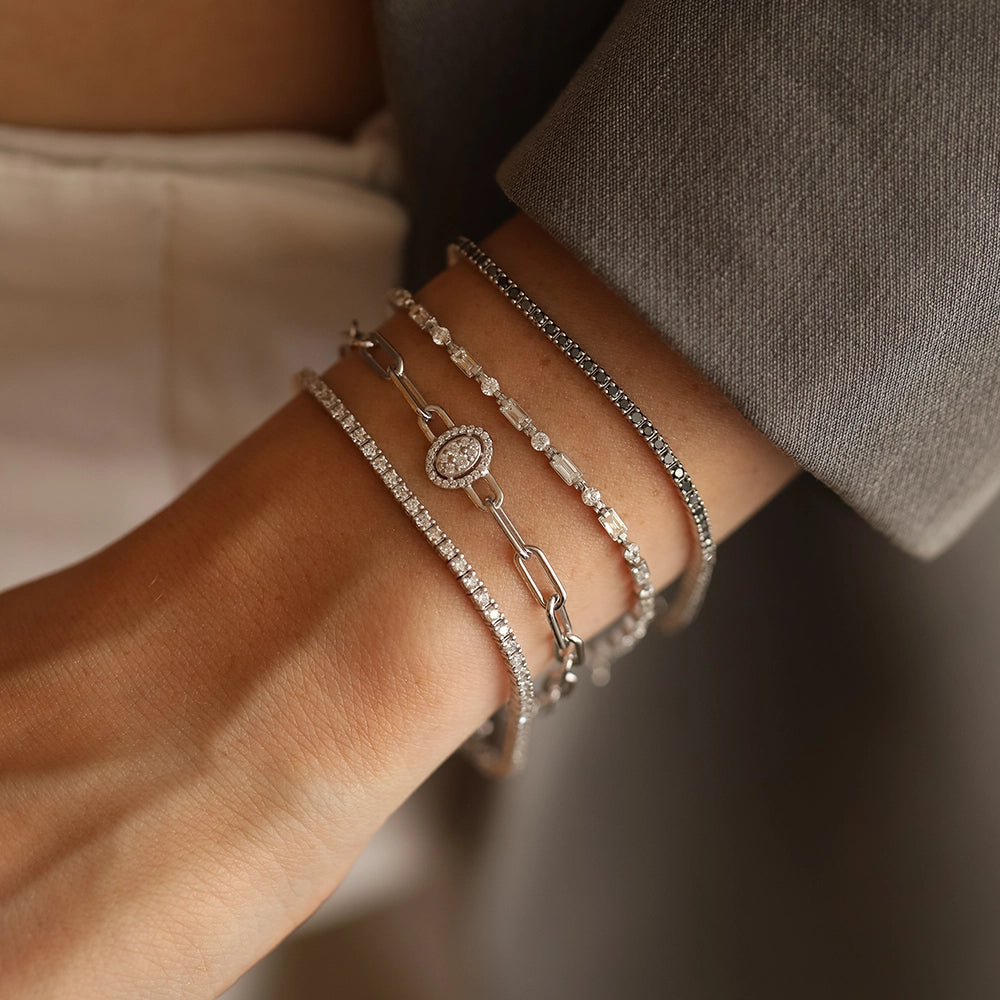 2.16 CT Siyah Pırlanta Taşlı Suyolu Bileklik