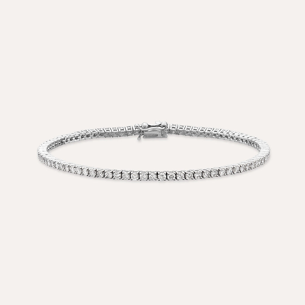 2.47 CT Pırlanta Taşlı Beyaz Altın Suyolu Bileklik