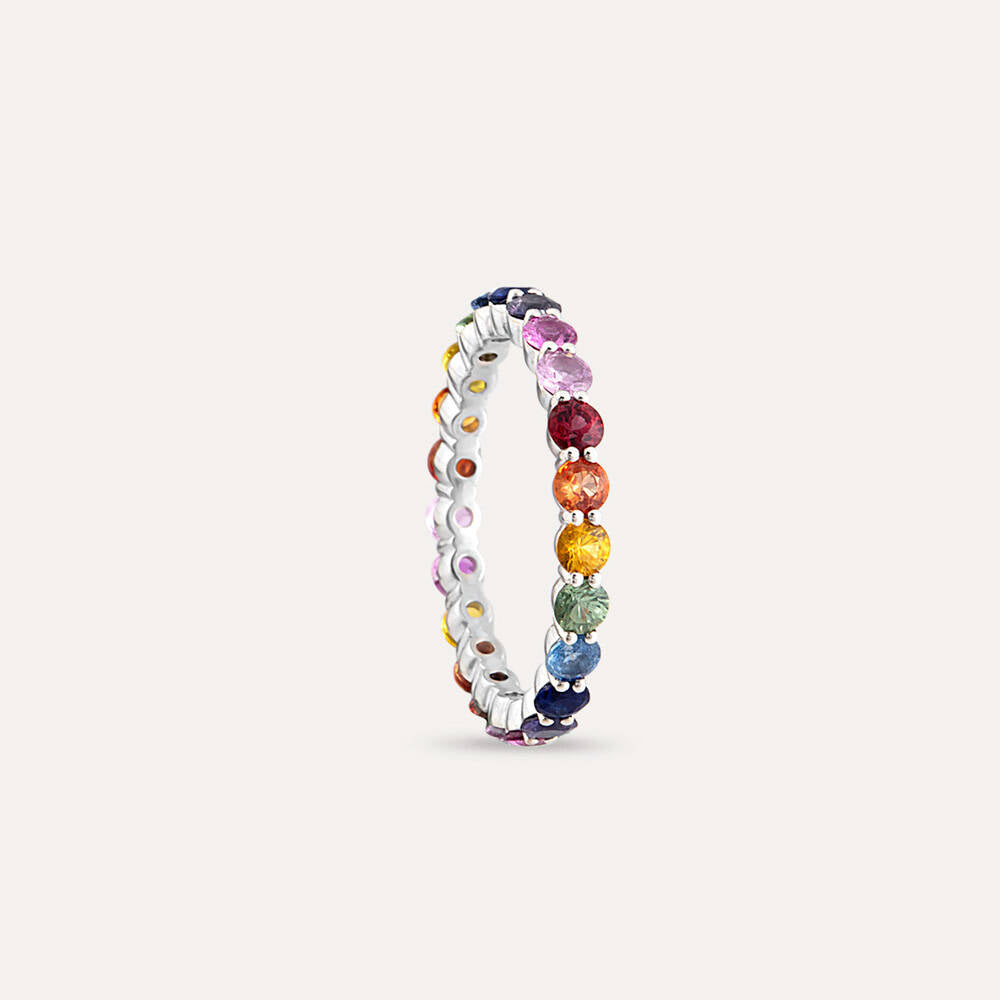 2.11 CT Multicolor Safir Taşlı Tamtur Beyaz Altın Yüzük