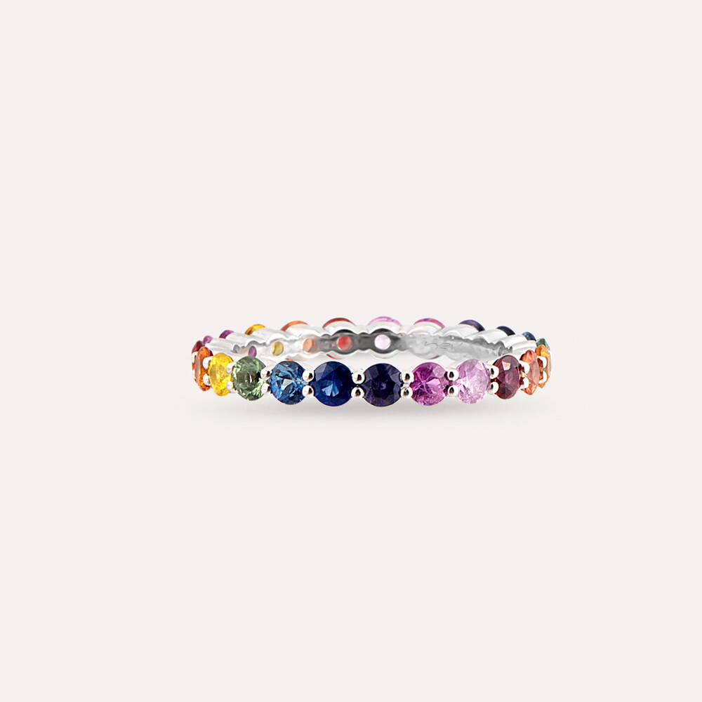 2.11 CT Multicolor Safir Taşlı Tamtur Beyaz Altın Yüzük