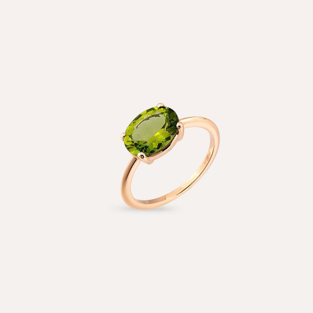 2.60 CT Peridot Taşlı Rose Altın Yüzük - Tufanlar Kuyumculuk