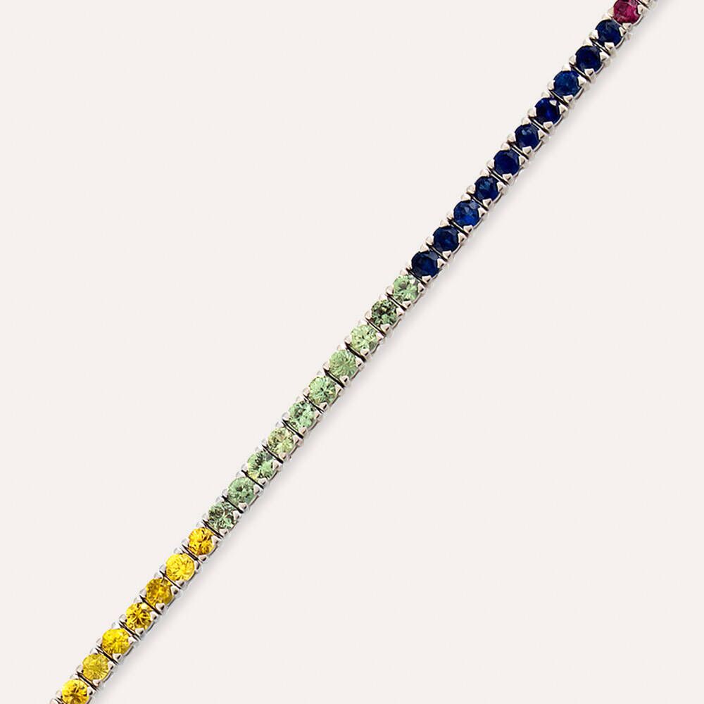 2.93 CT Multicolor Safir Taşlı Beyaz Altın Su Yolu Bileklik