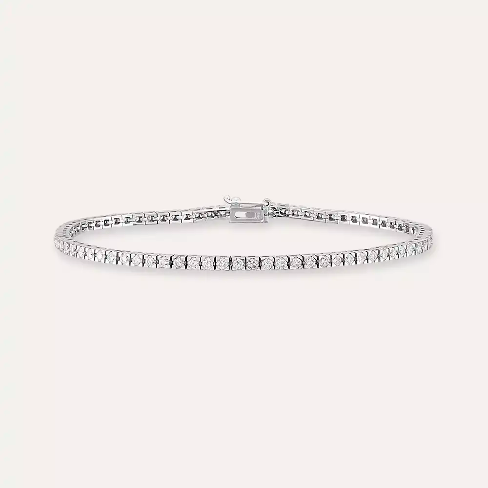 2.00 CT Pırlanta Taşlı Beyaz Altın Suyolu Bileklik