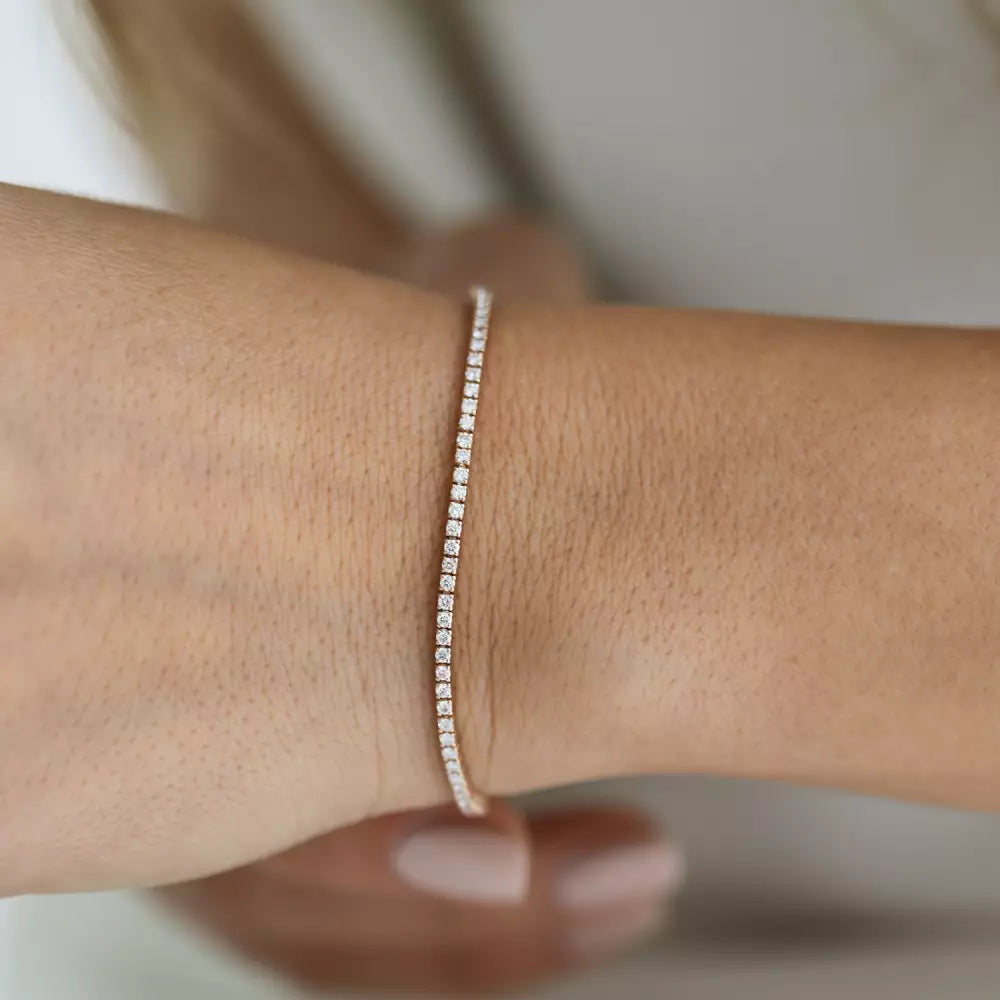 2.03 CT Pırlanta Taşlı Rose Altın Suyolu Bileklik