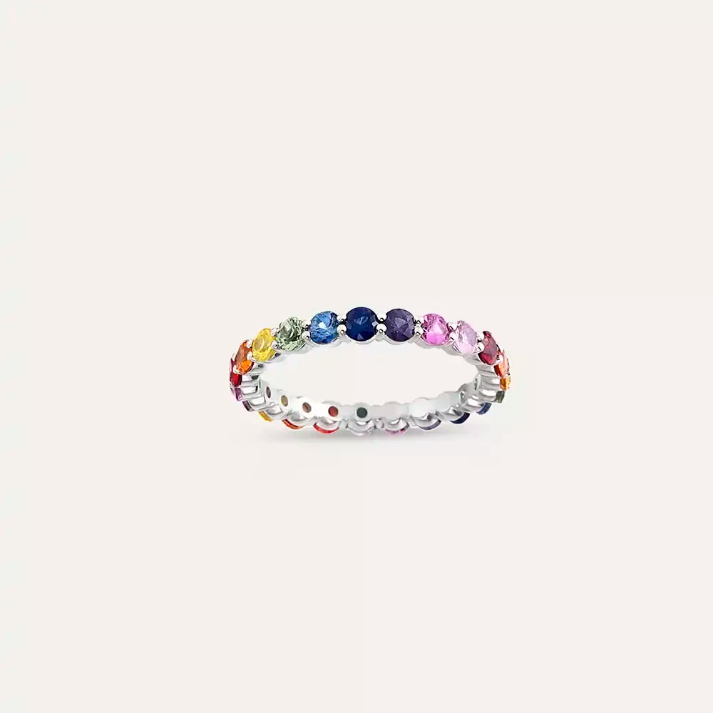 2.11 CT Multicolor Safir Taşlı Beyaz Altın Tamtur Yüzük