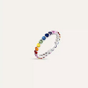 2.11 CT Multicolor Safir Taşlı Beyaz Altın Tamtur Yüzük