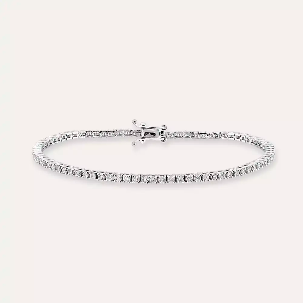 2.11 CT Pırlanta Taşlı Beyaz Altın Suyolu Bileklik