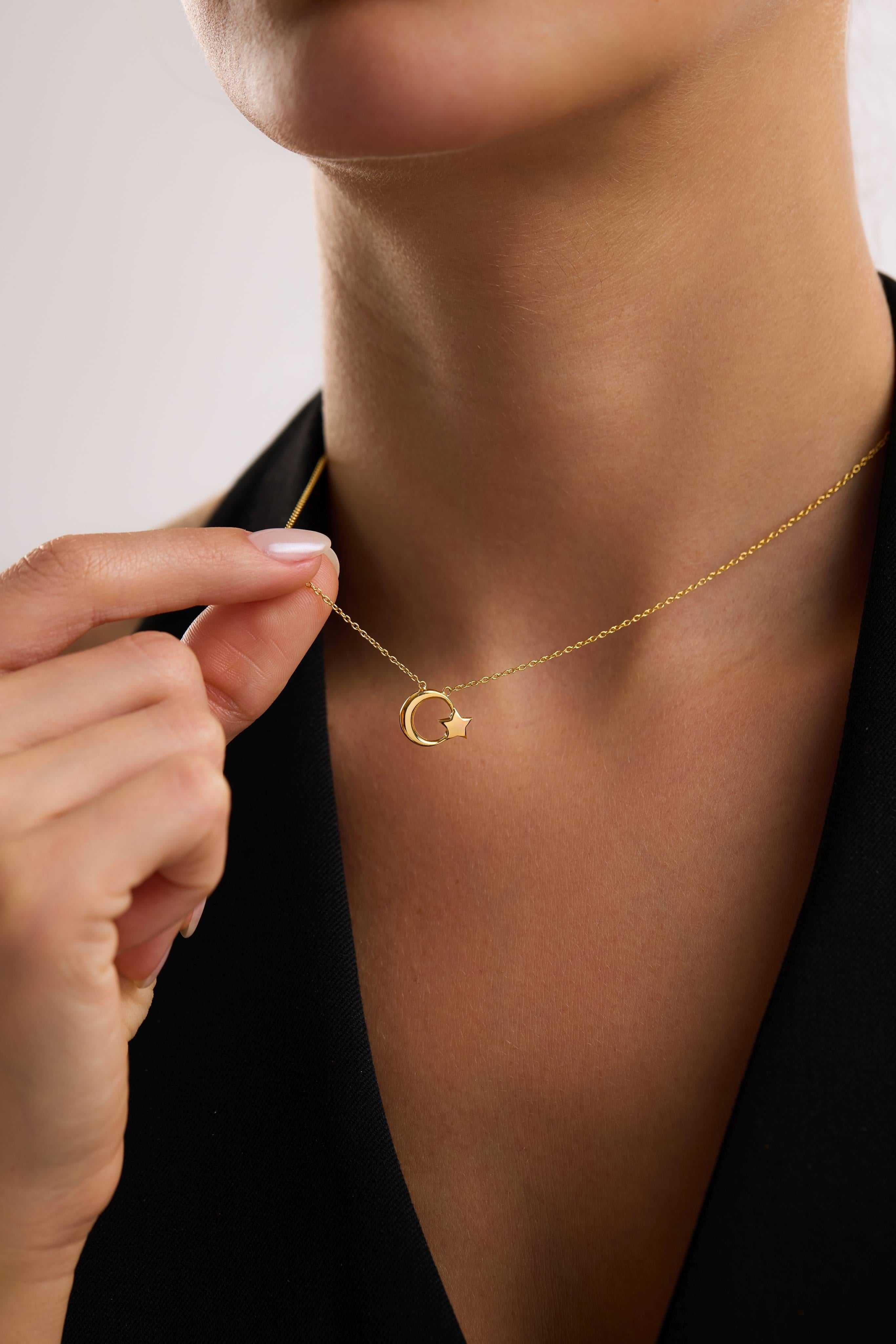 22 Ayar Ay Yıldız Altın Kolye