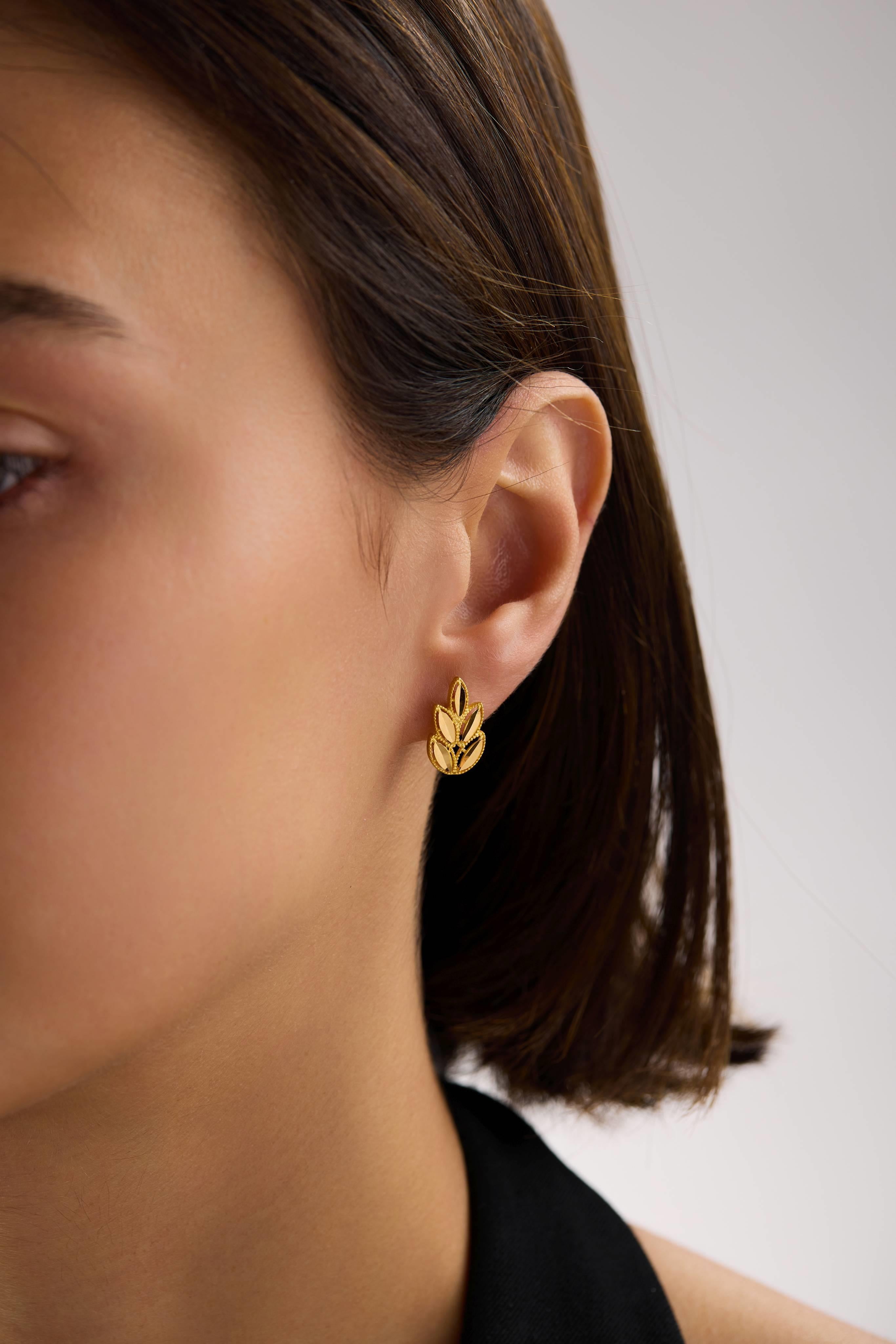 22 Ayar Buğday Altın Küpe