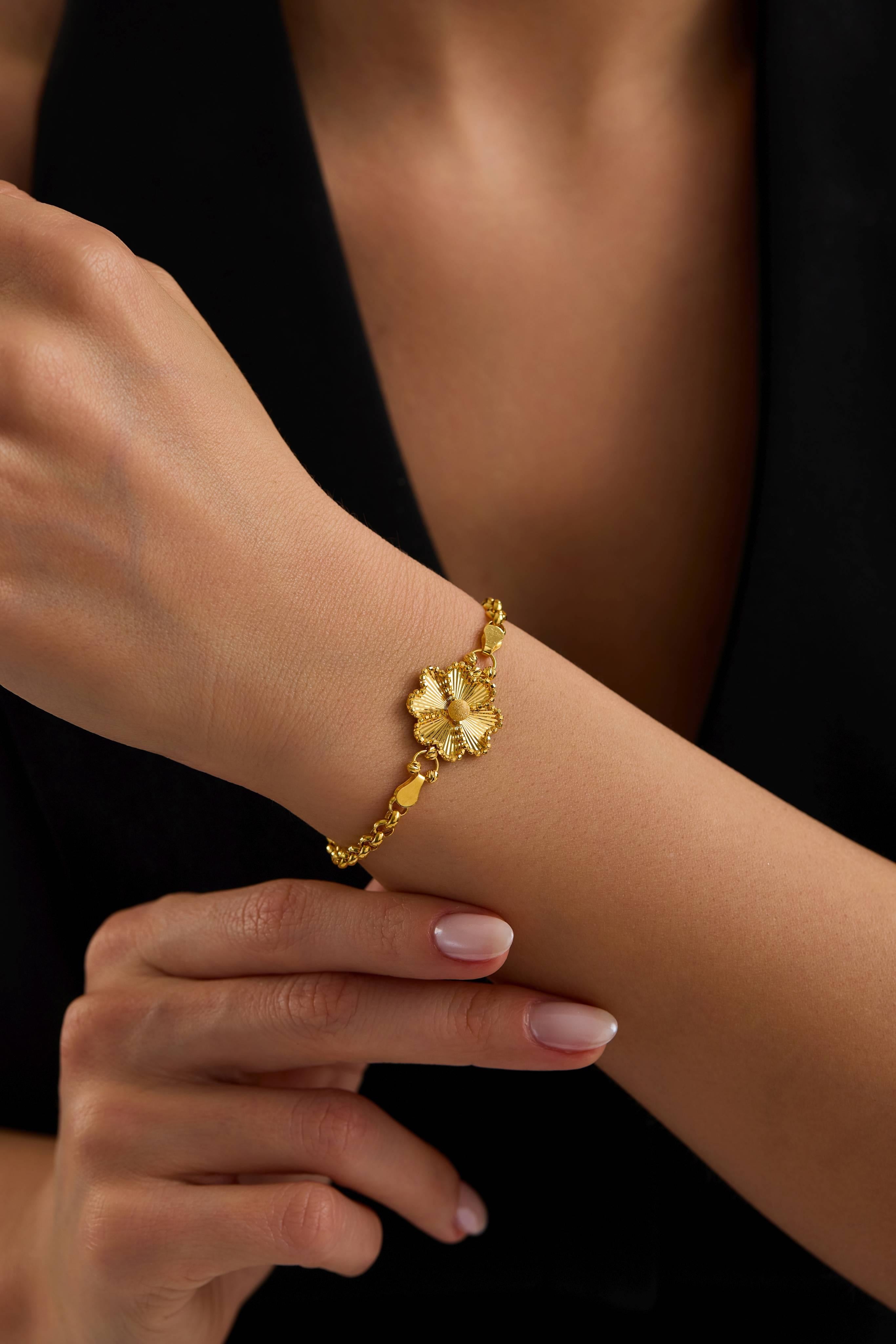 22 Ayar Doç Zincir Yonca Altın Bileklik