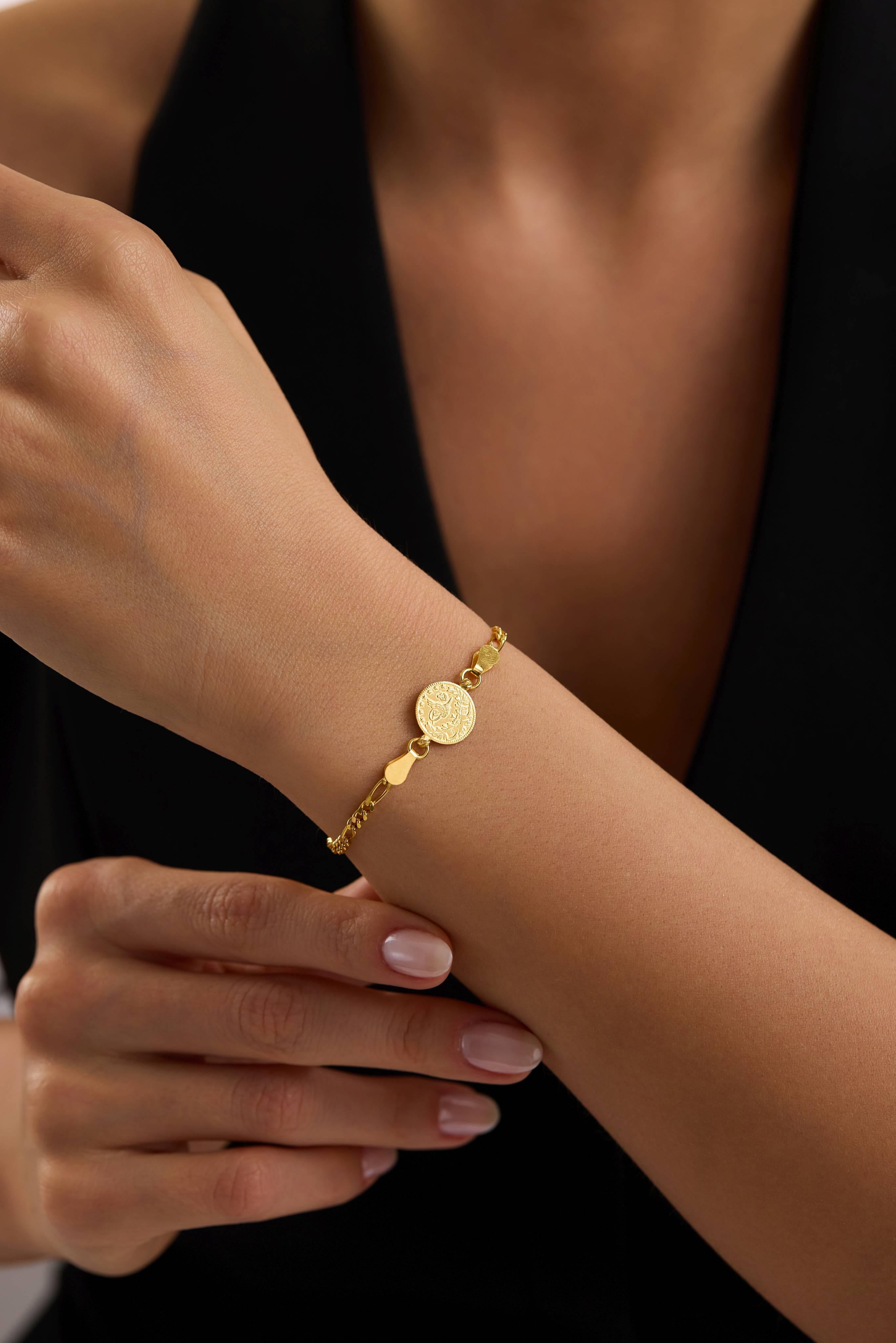 22 Ayar Figaro Tuğra Altın Bileklik