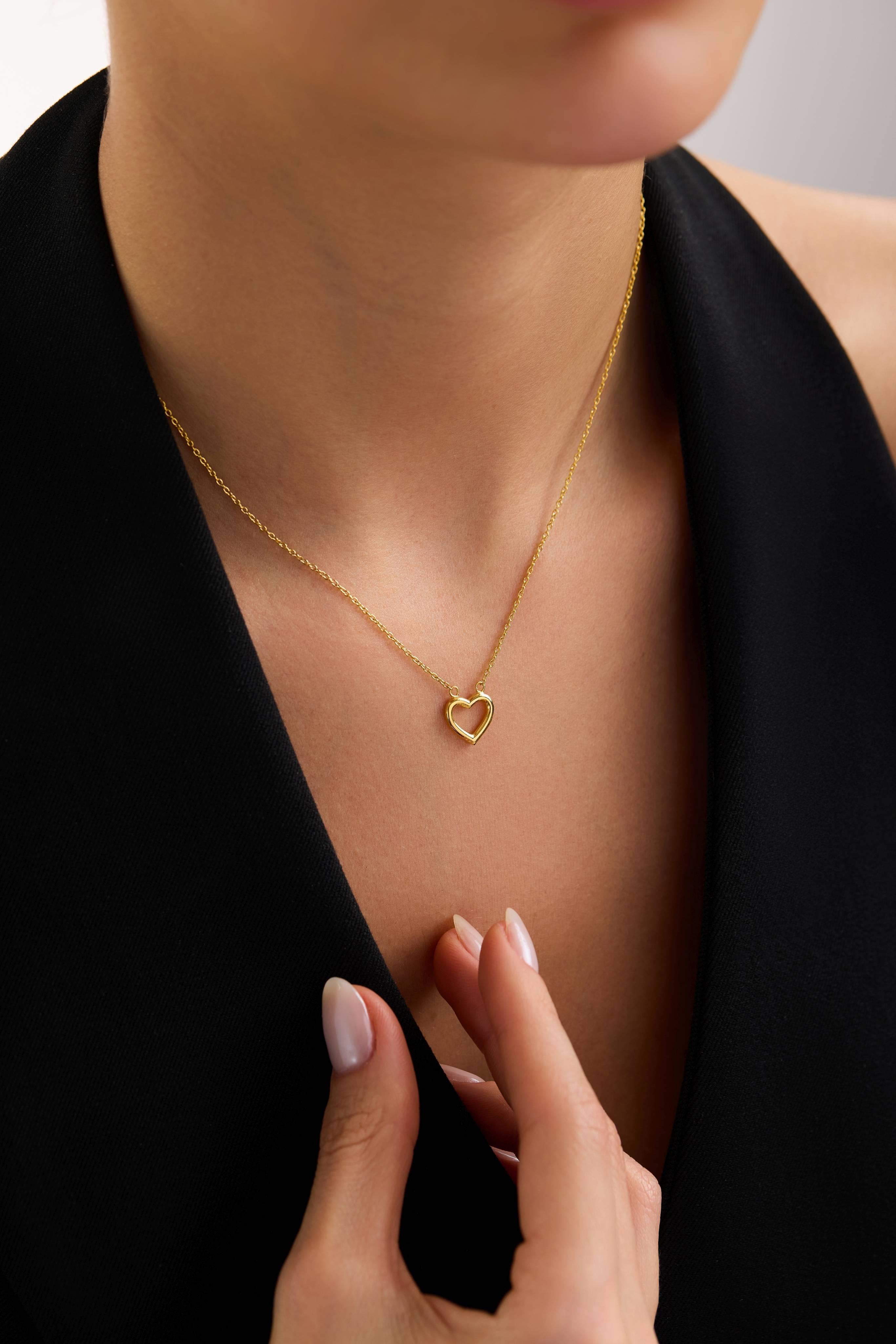 22 Ayar Kalp Altın Kolye