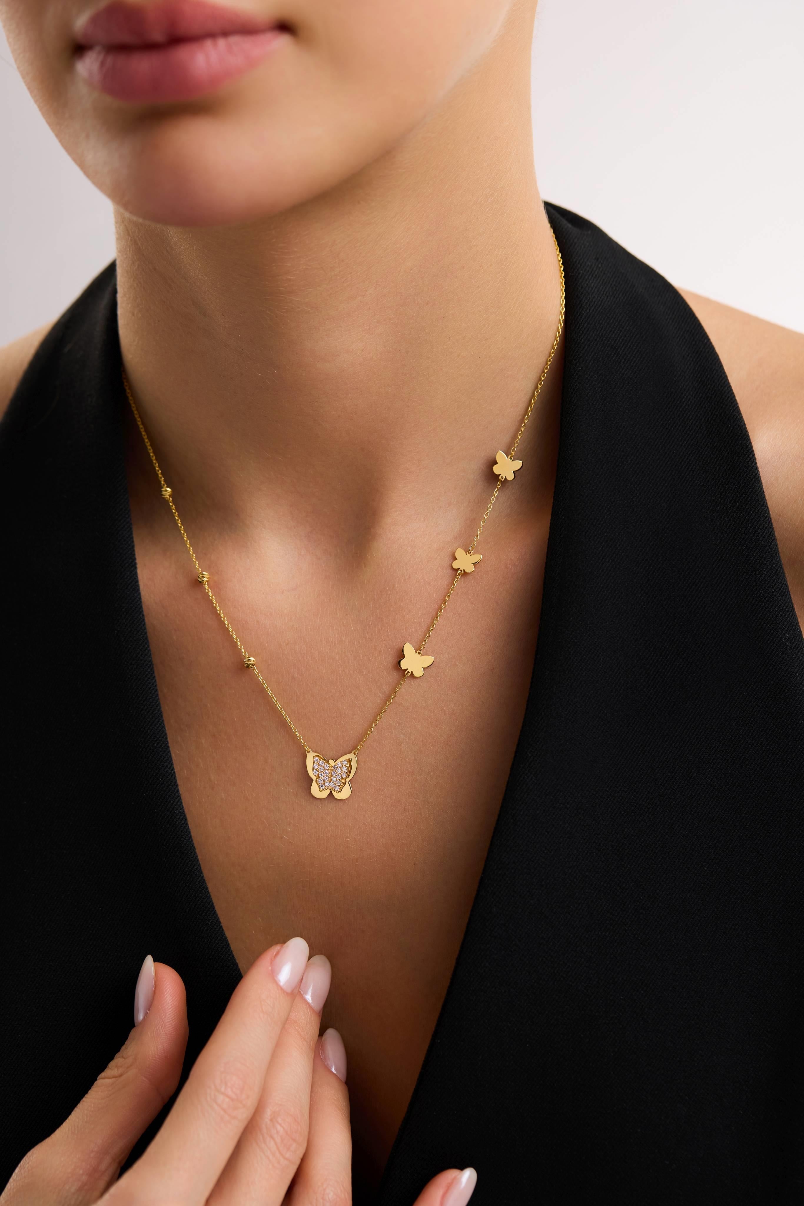 22 Ayar Kelebek Altın Kolye