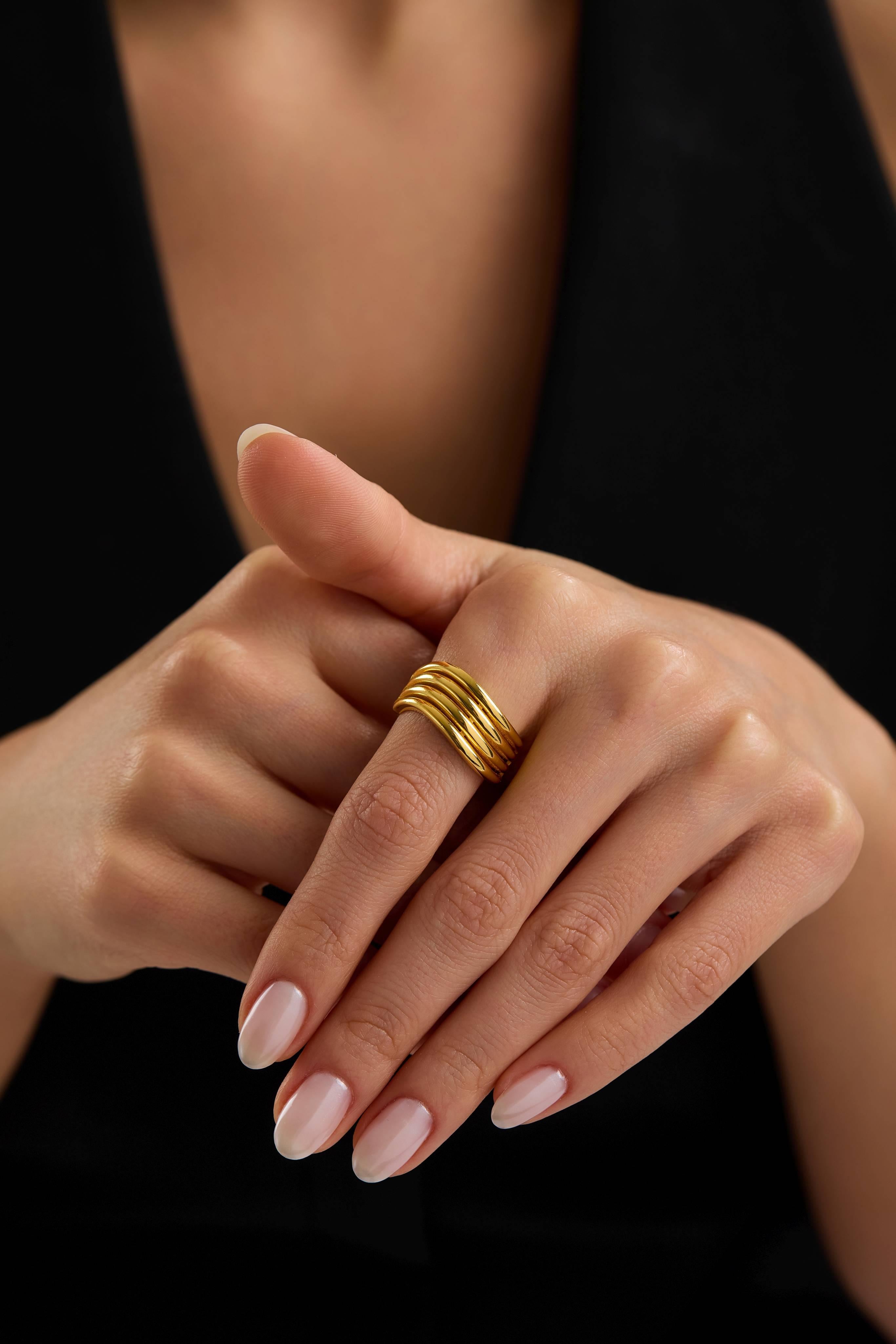 22 Ayar Minimal Sıralı Altın Yüzük