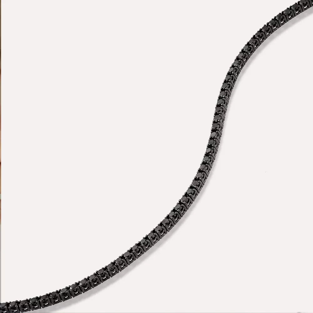 2.20 CT Siyah Pırlanta Taşlı Suyolu Bileklik