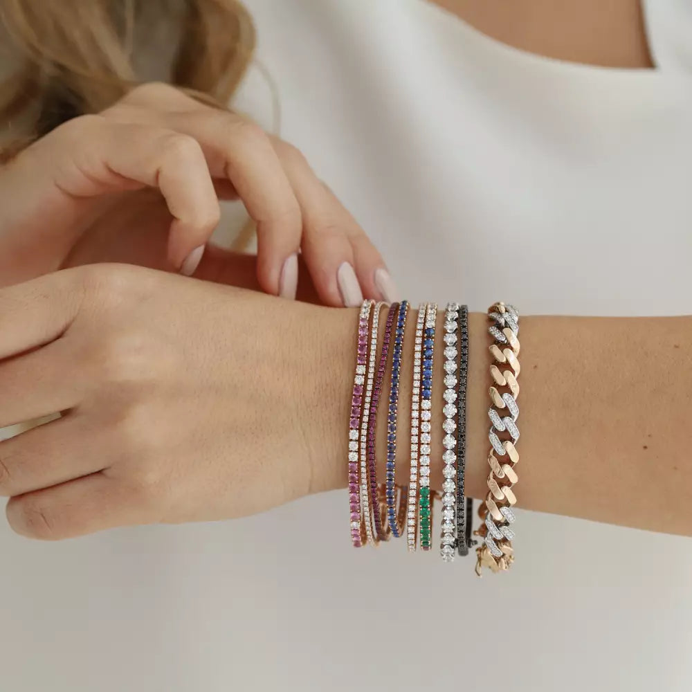 2.20 CT Siyah Pırlanta Taşlı Suyolu Bileklik