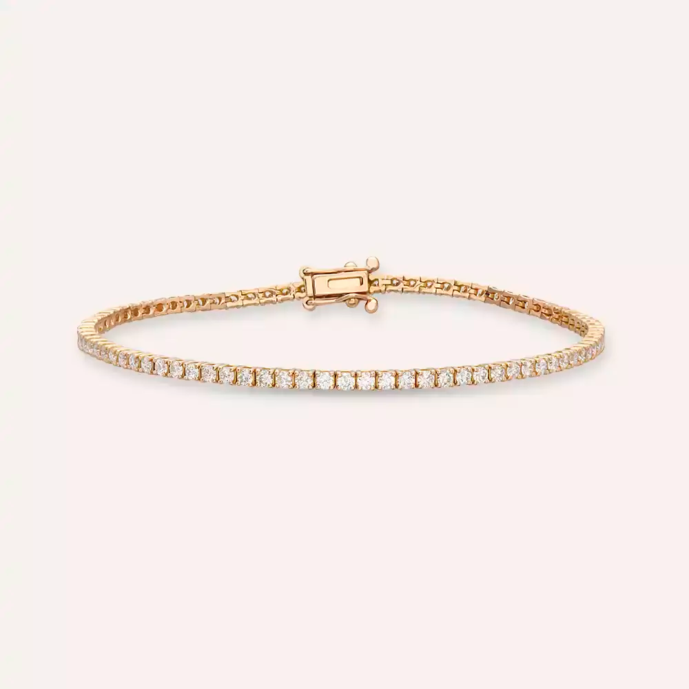 2.40 CT Pırlanta Taşlı Rose Altın Suyolu Bileklik