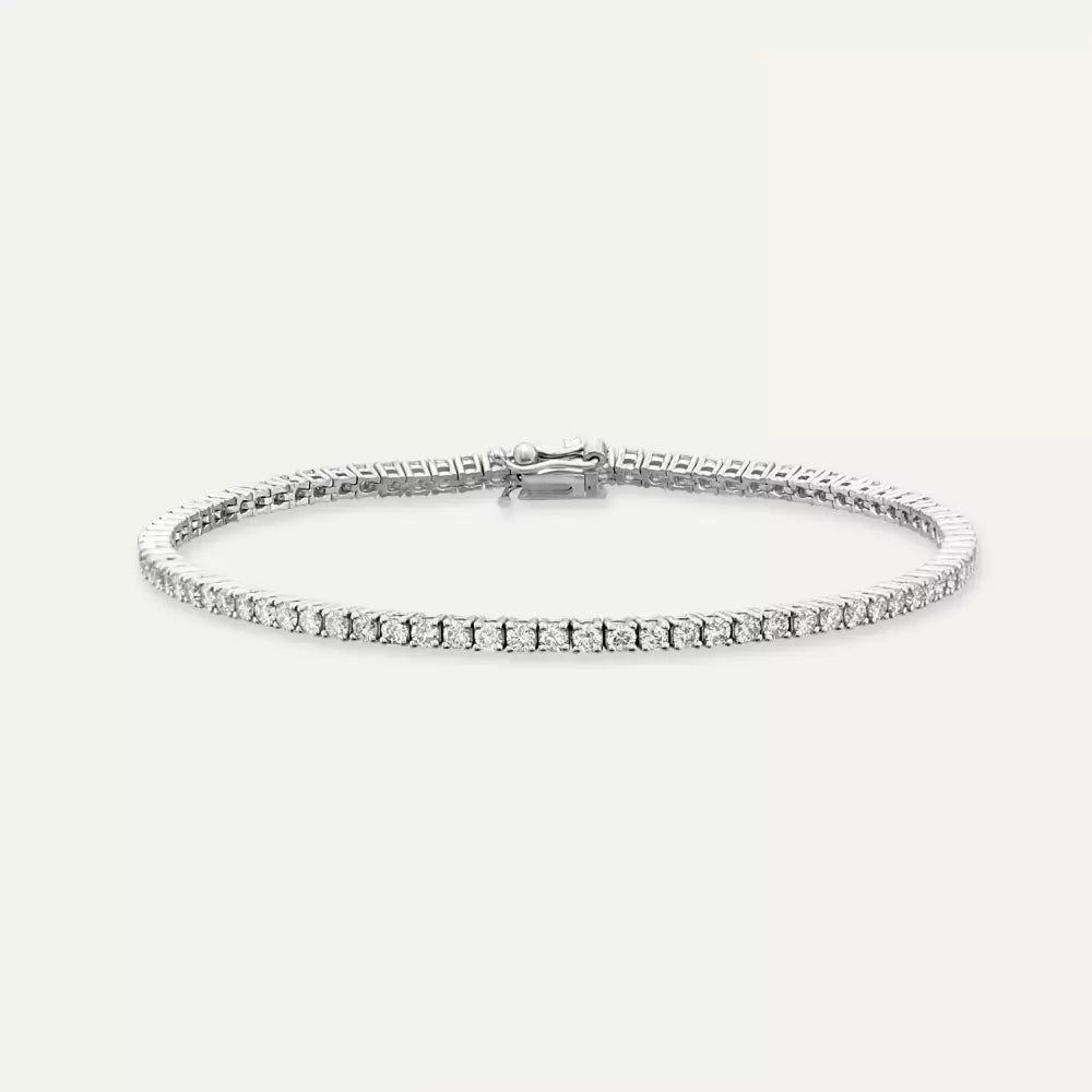 2.50 CT Pırlanta Taşlı Beyaz Altın Suyolu Bileklik