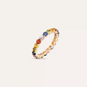 2.60 CT Multicolor Safir Taşlı Sarı Altın Yüzük