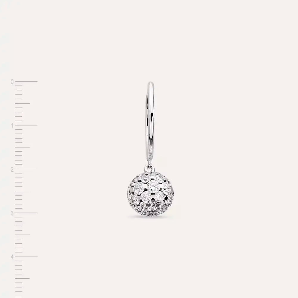 2.74 CT Pırlanta Taşlı Beyaz Altın Top Tek Küpe